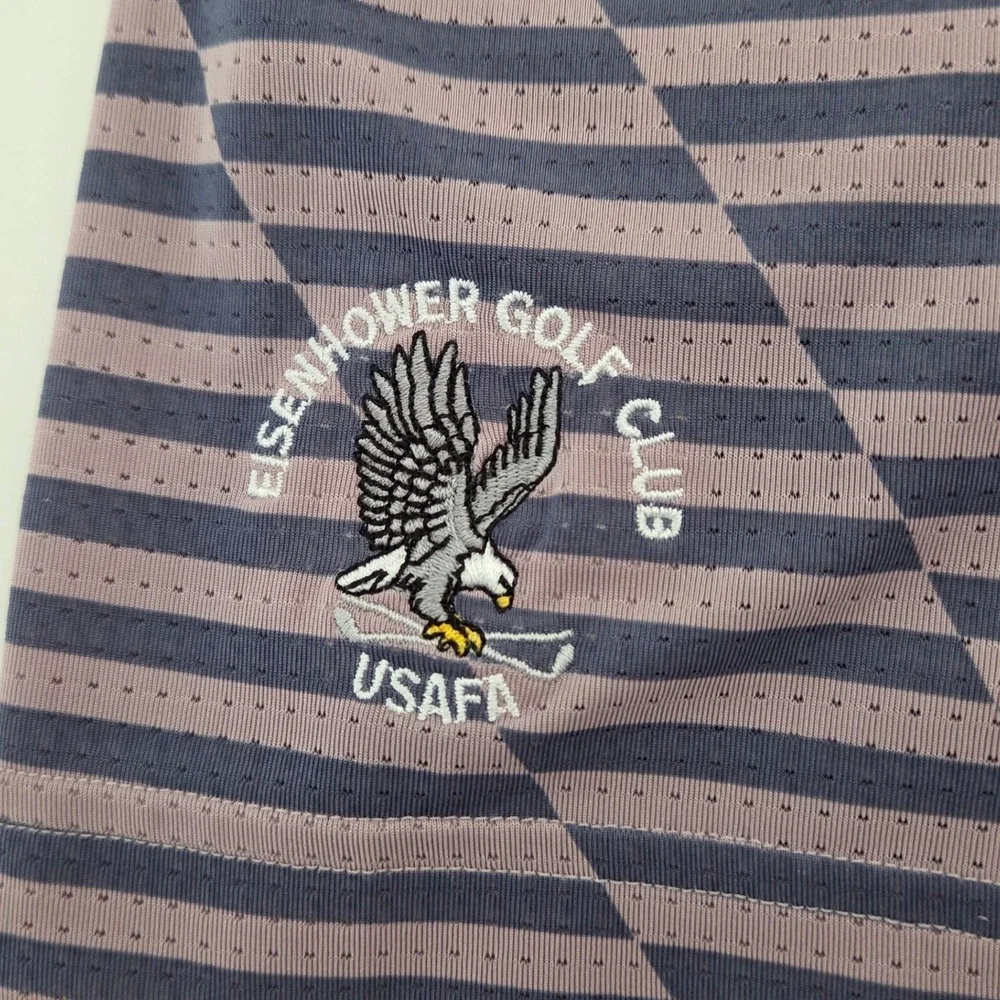 Adidas Golf Polo Purple Gray Striped Eisenhower USAFA Mens Medium